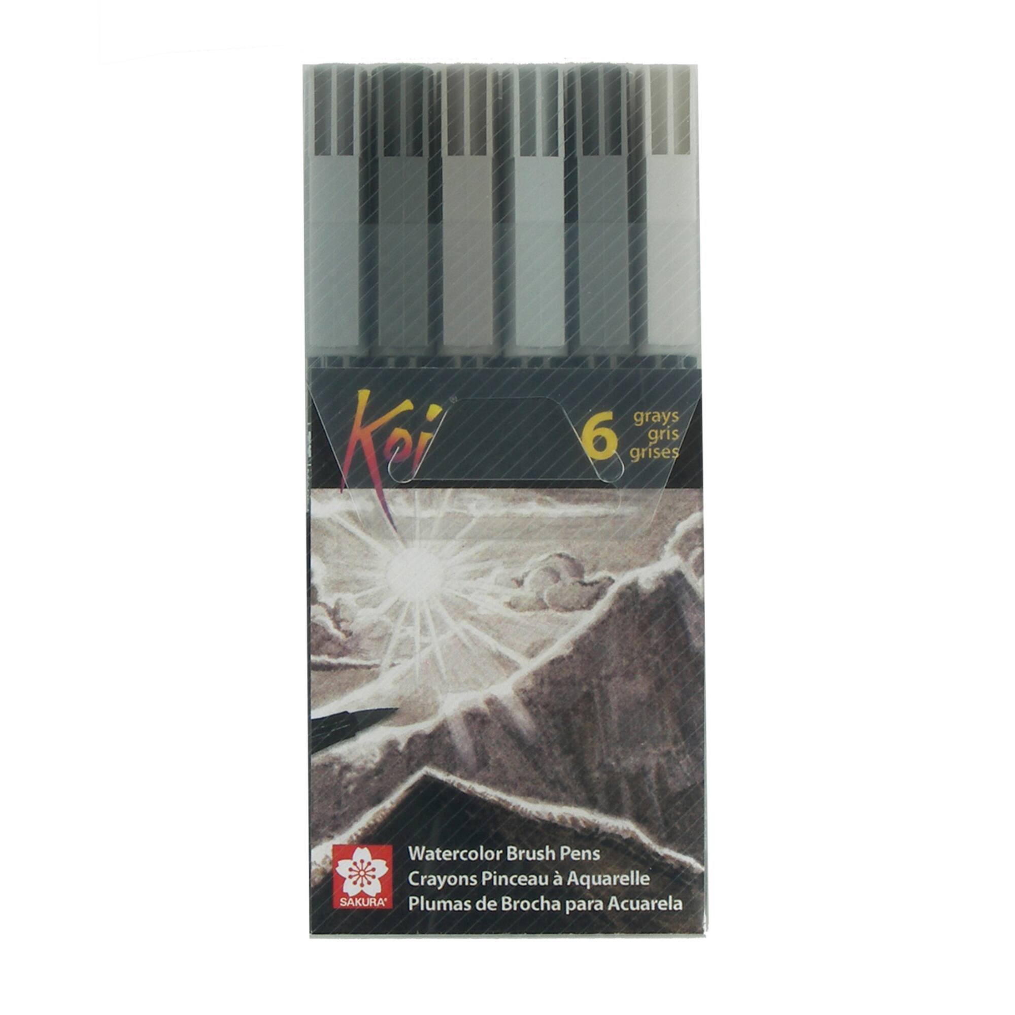 Sakura® Koi Watecolor Brush Pen 6 Color Set, Grays